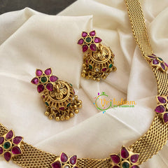 AD Stone Addigai Style Neckpiece -Gold-Red White-G7268