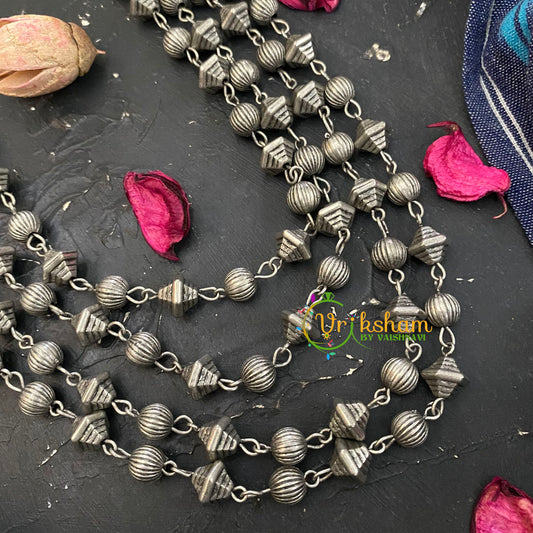 Layered Silver neckpiece with Mogappu-S346