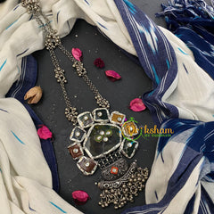 Silver Look Alike Pendant Chain Neckpiece-Tribe-S376