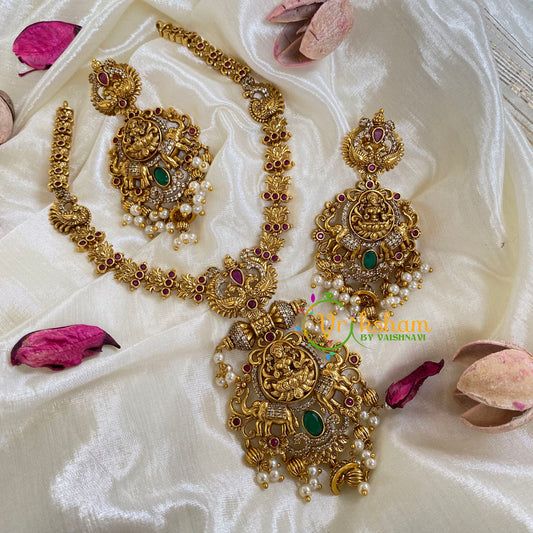 Premium AD Stone Lakshmi Pendant Short Neckpiece -G5926