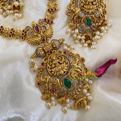 Premium AD Stone Lakshmi Pendant Short Neckpiece -G5926