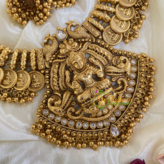 Lakshmi Coin Pendant Short Neckpiece-Ghungroo -White -G5927