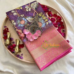 Purple Kalamkari Saree -Semi Soft Silk Saree -VS870