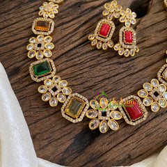 Fancy AD Stone Designer Neckpiece-Navrathna -G035