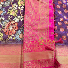 Purple Kalamkari Saree -Semi Soft Silk Saree -VS870