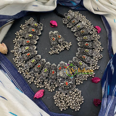 Kundan Silver look Alike Short Neckpiece-S354