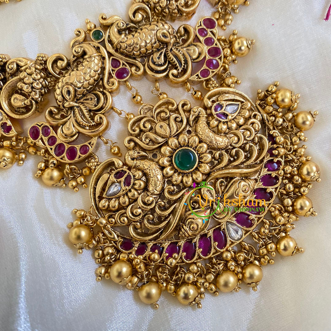 Premium Gold Look Alike Peacock Neckpiece -Ghungroo-G5937