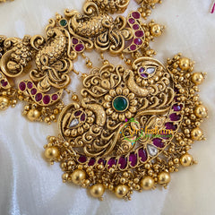 Premium Gold Look Alike Peacock Neckpiece -Ghungroo-G5937