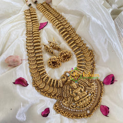 Traditional Lakshmi Pendant Coin Style Haram-White-G5938