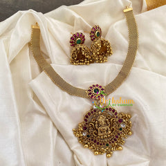 Gold Look Alike Lakshmi Pendant Addigai Neckpiece-G7247