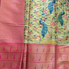 Light Yellow Kalamkari Saree -Semi Soft Silk Saree-VS887