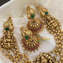 Gold Look Alike Lakshmi Pendant Neckpiece-Pearl-G7245