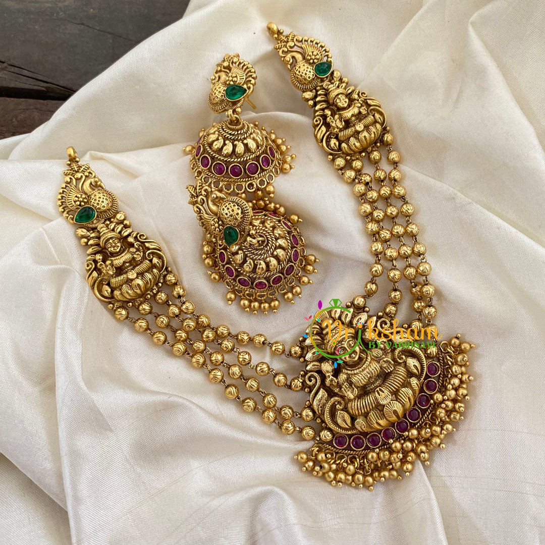 Gold Look Alike Lakshmi Pendant Neckpiece-Ghungroo-G7246