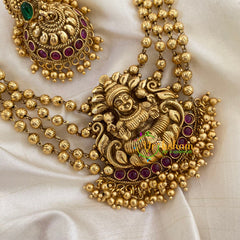 Gold Look Alike Lakshmi Pendant Neckpiece-Ghungroo-G7246