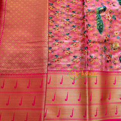 Light Pink Kalamkari Saree -Semi Soft Silk Saree -VS874