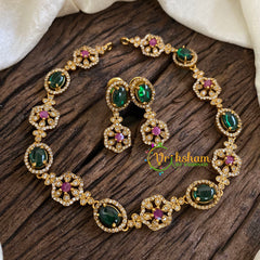 Fancy AD Stone Designer Neckpiece -Red Green-G047