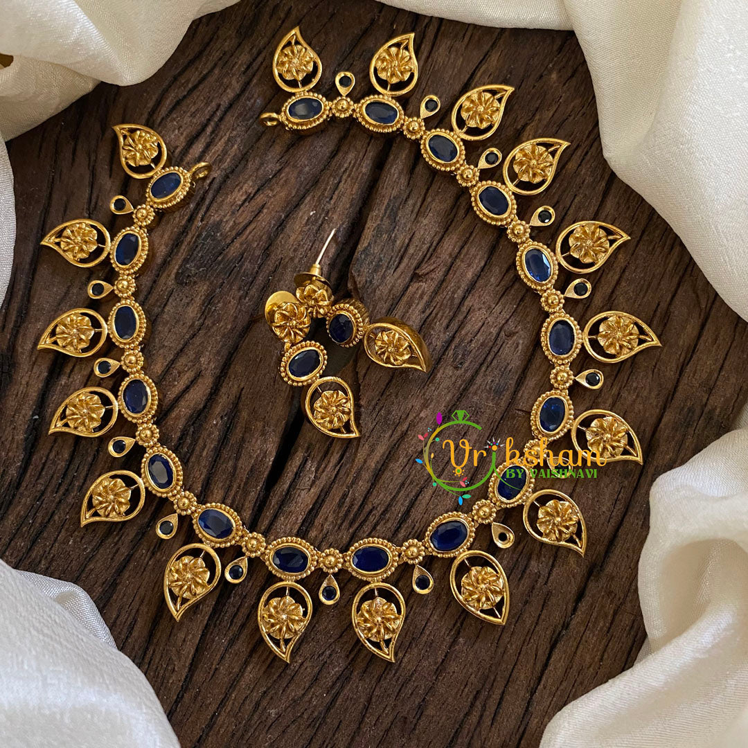 Elegant Simple Maanga Short Neckpiece-BLUE-G012