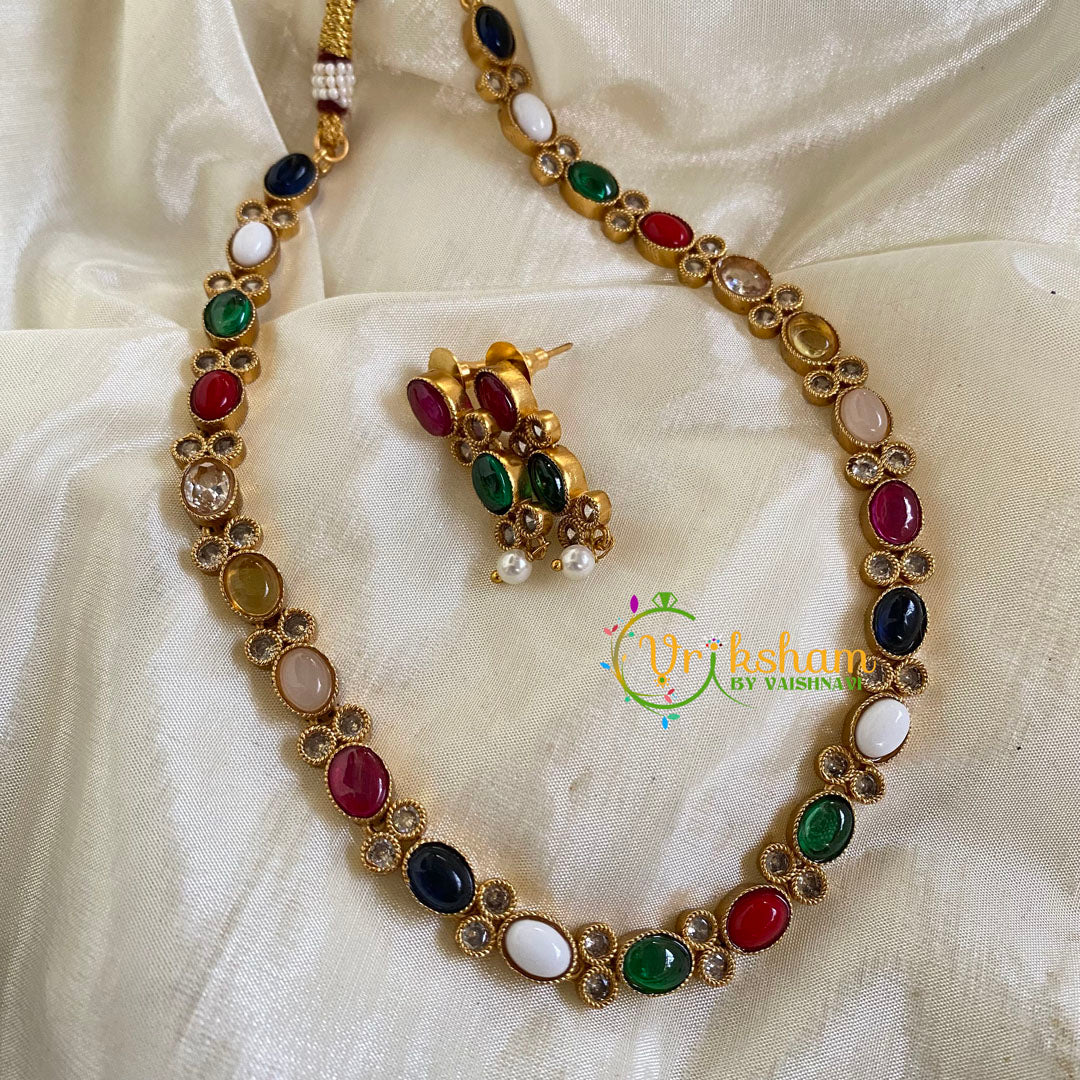 Gold look alike simple choker -Navarathna-G5967