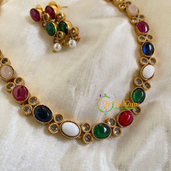 Gold look alike simple choker -Navarathna-G5967