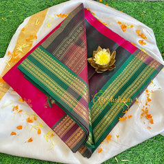 Pink Green Kolam Silk Cotton Saree-Handloom Saree-VS456