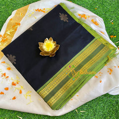 Black Kolam Silk Cotton Saree-Handloom Saree-VS451