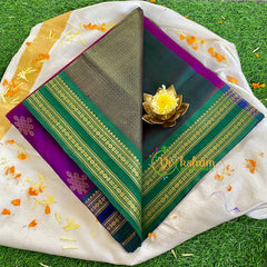 Purple Kolam Silk Cotton Saree-Handloom Saree-VS452