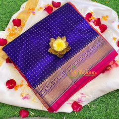 Royal Blue Laksham Butta Silk Cotton Saree-Korvai Handloom Saree-VS461