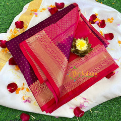 Majenta Laksham Butta Silk Cotton Saree-Korvai Handloom Saree-VS462
