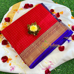 Chilli Red Laksham Butta Silk Cotton Saree-Handloom Saree-VS465