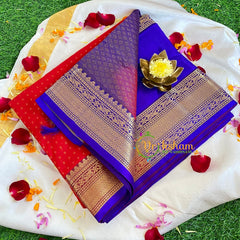 Chilli Red Laksham Butta Silk Cotton Saree-Handloom Saree-VS465