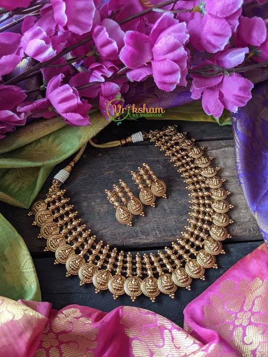 Coin Lakshmi Short Neckpiece - Layered -G1004