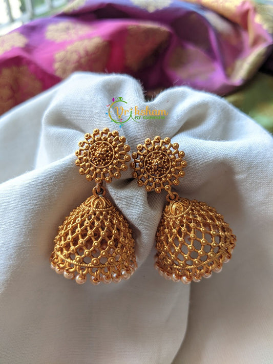 Filigree pattern Caged Jhumkas -G1296