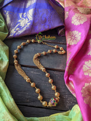Rudraksh and beads Gold look alike Mid length Neckpiece -G1249