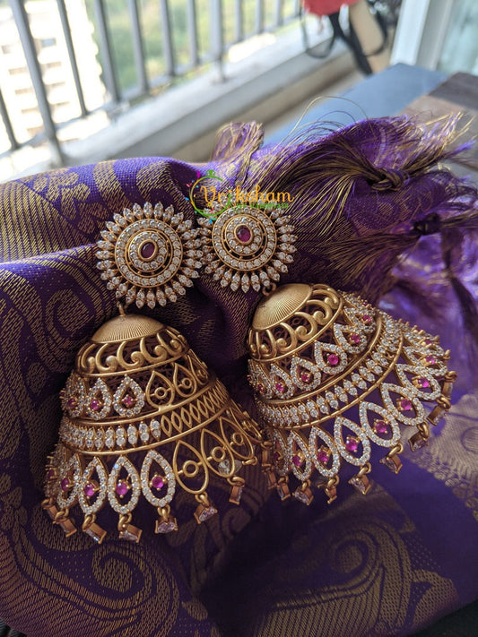 AD Stone Jumbo Jhumkas -G1136