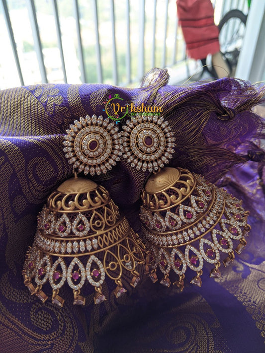 AD Stone Jumbo Jhumkas -G1136