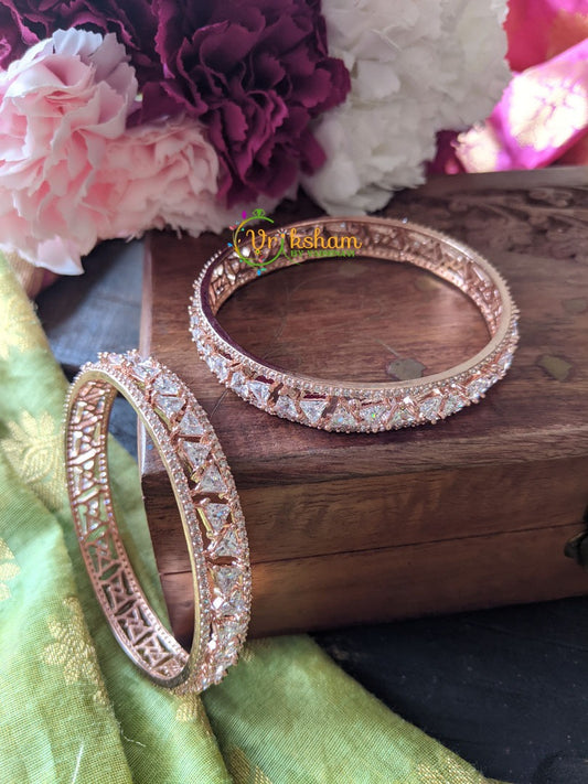 Rose Gold AD Stone Bangle -Geometric -G1212