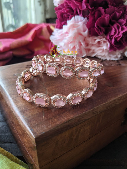 Rose Gold AD Stone Bangle -Rose Stone -G1208