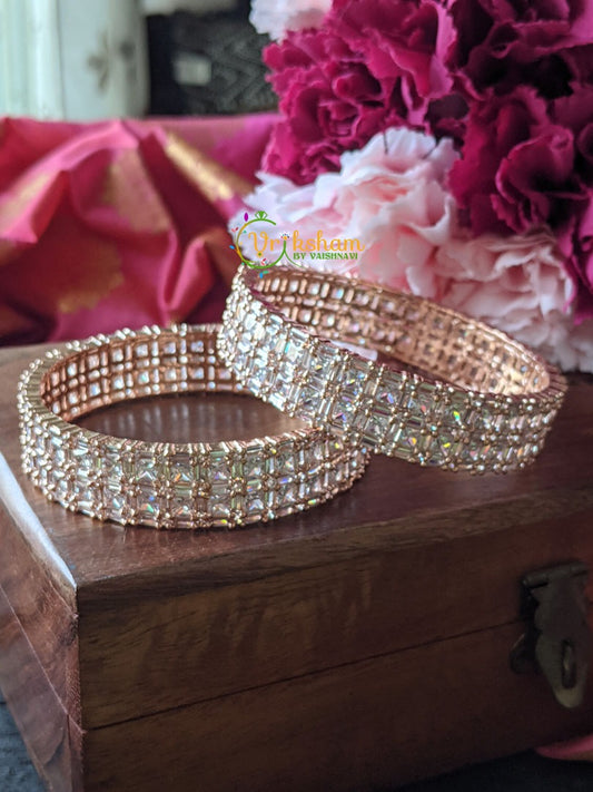 Rose Gold AD Stone Bangle -Geometric -G1205