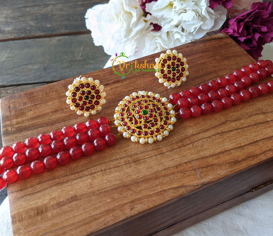 Traditional Kemp High Neck Choker -Red -G1338