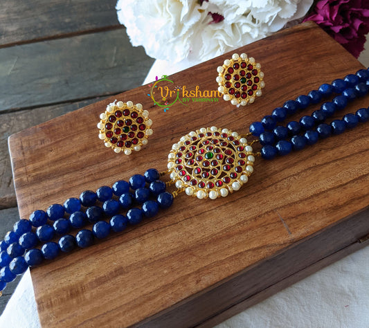 Kemp Traditional High Neck Choker -Dark Blue -G1333