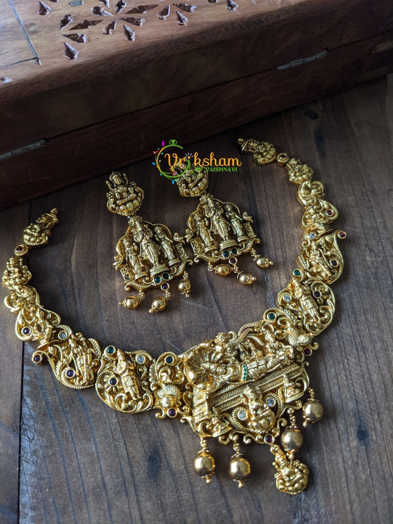 Shri Vishnu Jewelery Intricately Detailed Temple Choker -G1614