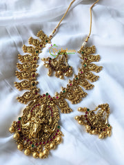 Maanga and Lakshmi Pendant Neckpiece -Red Green -G1596