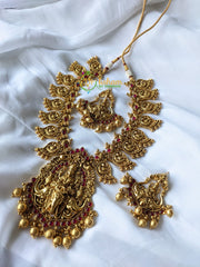 Maanga and Lakshmi Pendant Neckpiece -Red -G1595