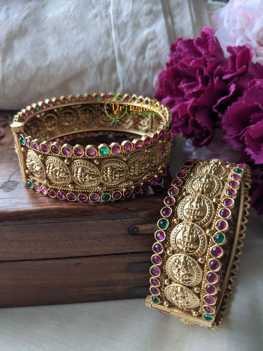 Premium Lakshmi Bangles -Temple Bangles- Screw Type -Red Green -G1985