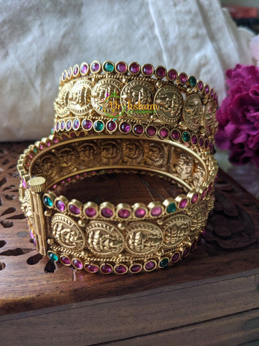 Premium Lakshmi Bangles -Temple Bangles- Screw Type -Red Green -G1985