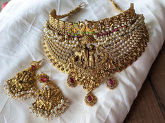 Gold Look Alike Temple Choker –Krishna Radha -G2031