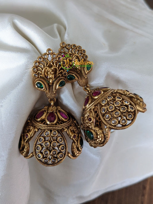 Premium Antique AD Stone Jhumkas -G2160