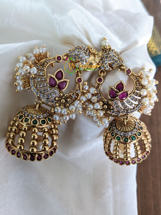 Premium AD Stone Chandbali Jhumkas -G2142