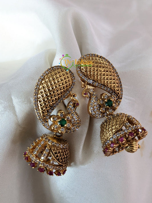 Exquisite AD Stone Peacock Jhumkas -G2143