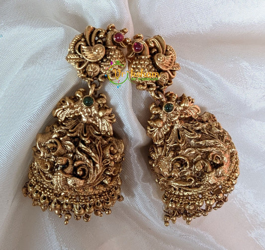 Festive Peacock Jhumkas -Temple jhumkas -Gold -G2046